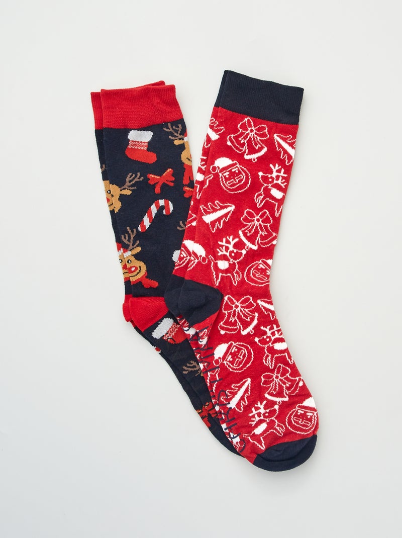 Lote de 2 pares de meias com estampado AZUL - Kiabi