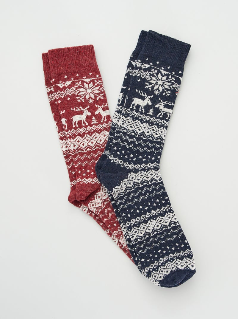 Lote de 2 pares de meias com estampado AZUL - Kiabi