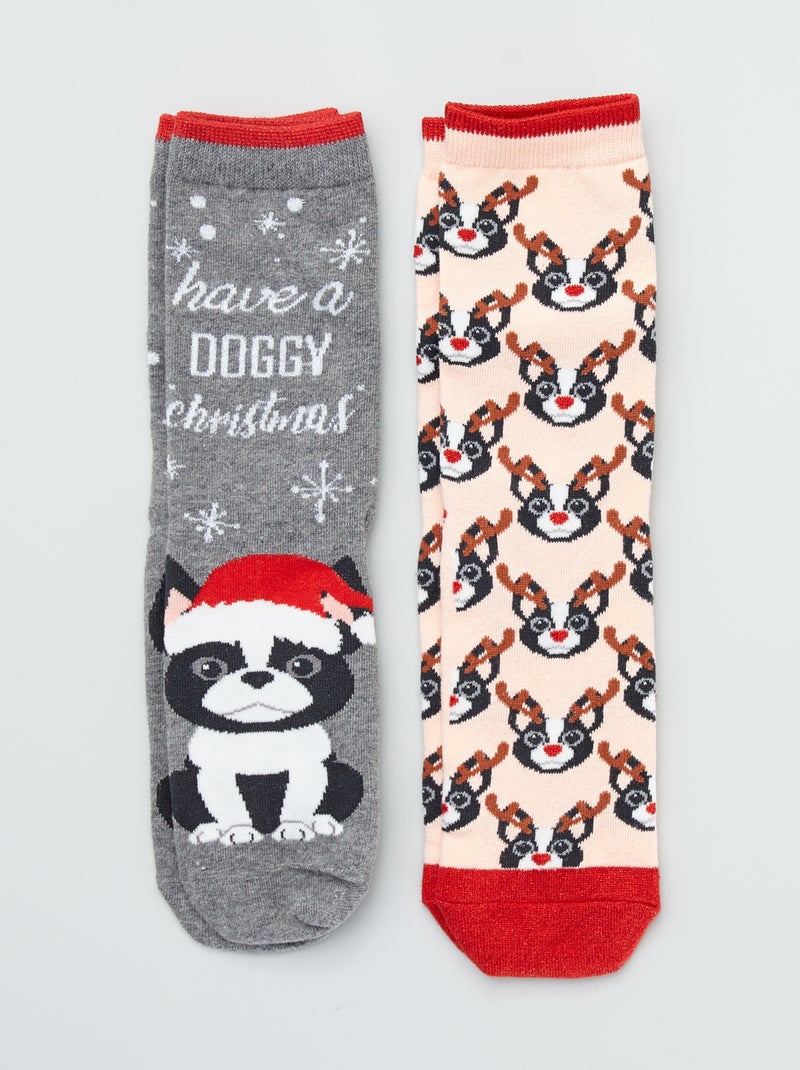 Lote de 2 pares de meias com estampado fantasia Cachorro - Kiabi