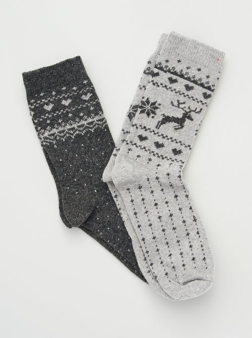 Lote de 2 pares de meias com estampado 'jacquard' - Kiabi