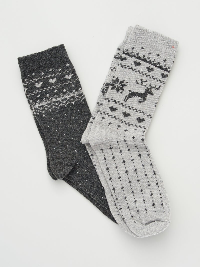 Lote de 2 pares de meias com estampado 'jacquard' CINZA - Kiabi