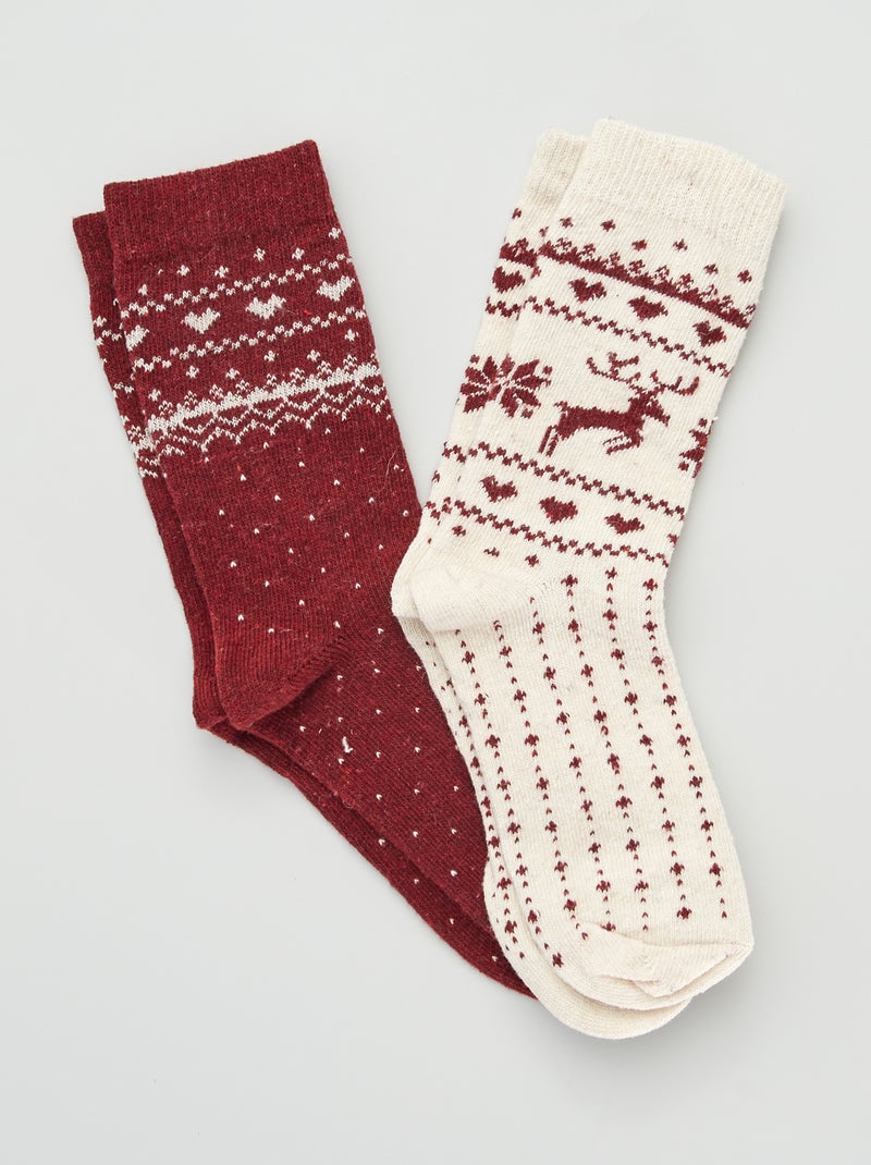 Lote de 2 pares de meias com estampado 'jacquard' VERMELHO - Kiabi
