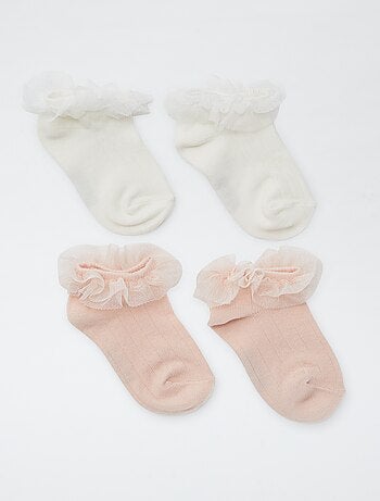 Lote de 2 pares de meias com folhos