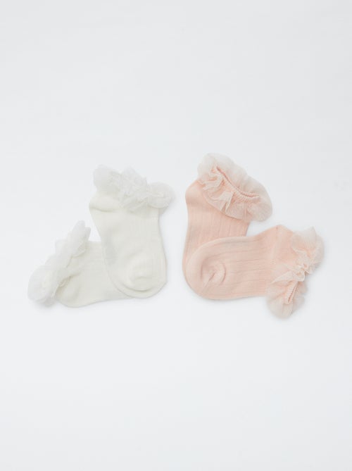 Lote de 2 pares de meias com folhos - Kiabi