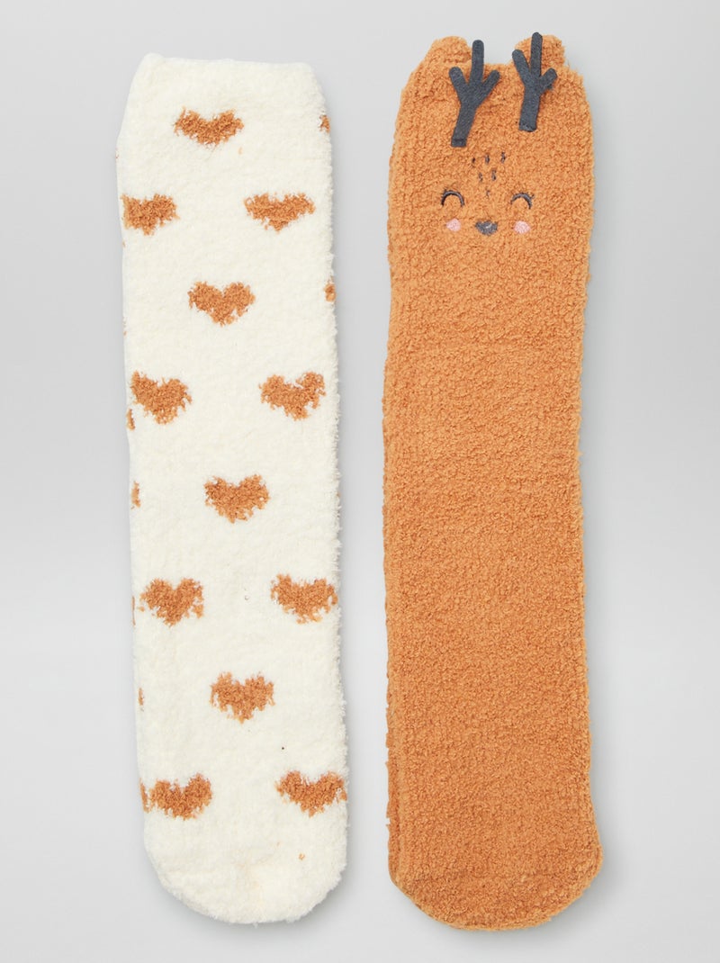 Lote de 2 pares de meias de fantasia CASTANHO - Kiabi