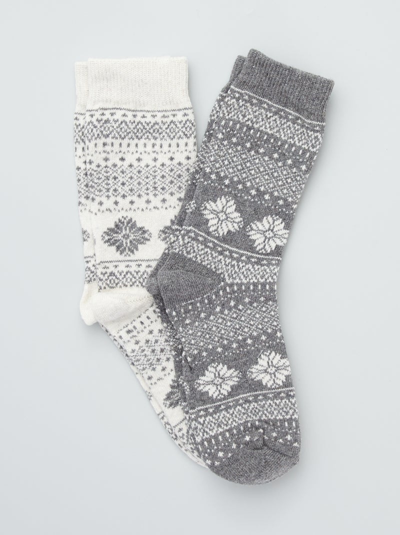 Lote de 2 pares de meias de lã estampadas BEGE - Kiabi
