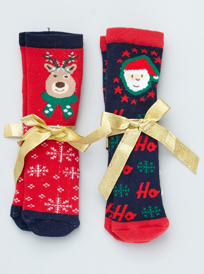 Lote de 2 pares de meias de Natal Vermelho/ Azul - Kiabi