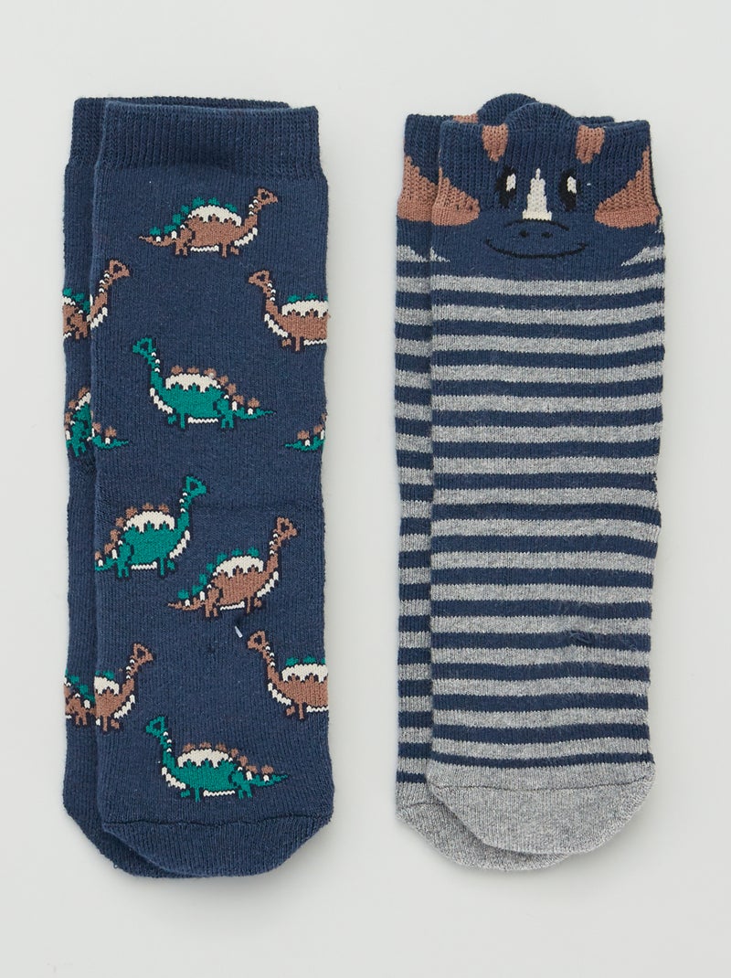 Lote de 2 pares de meias 'dinossauros' AZUL - Kiabi