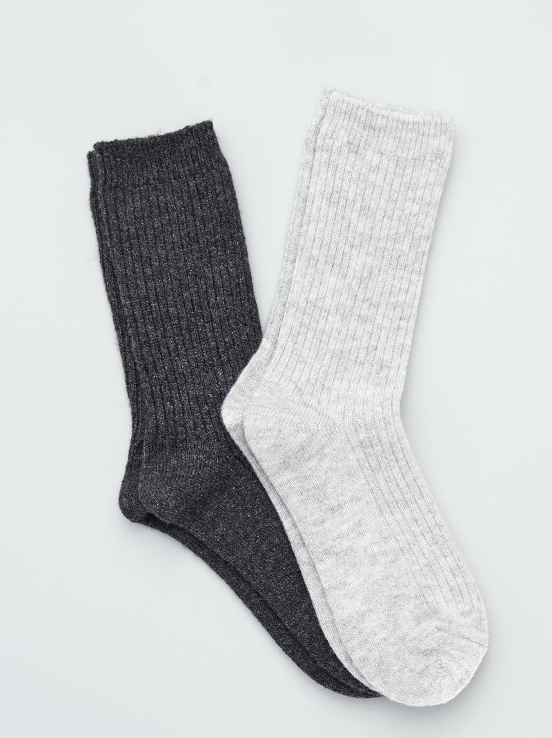 Lote de 2 pares de meias em lã Preto - Kiabi