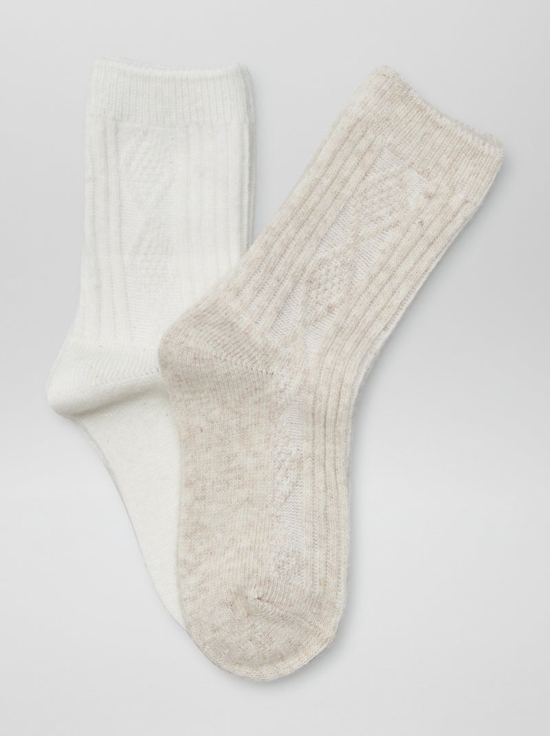 Lote de 2 pares de meias em malha de fantasia BEGE - Kiabi