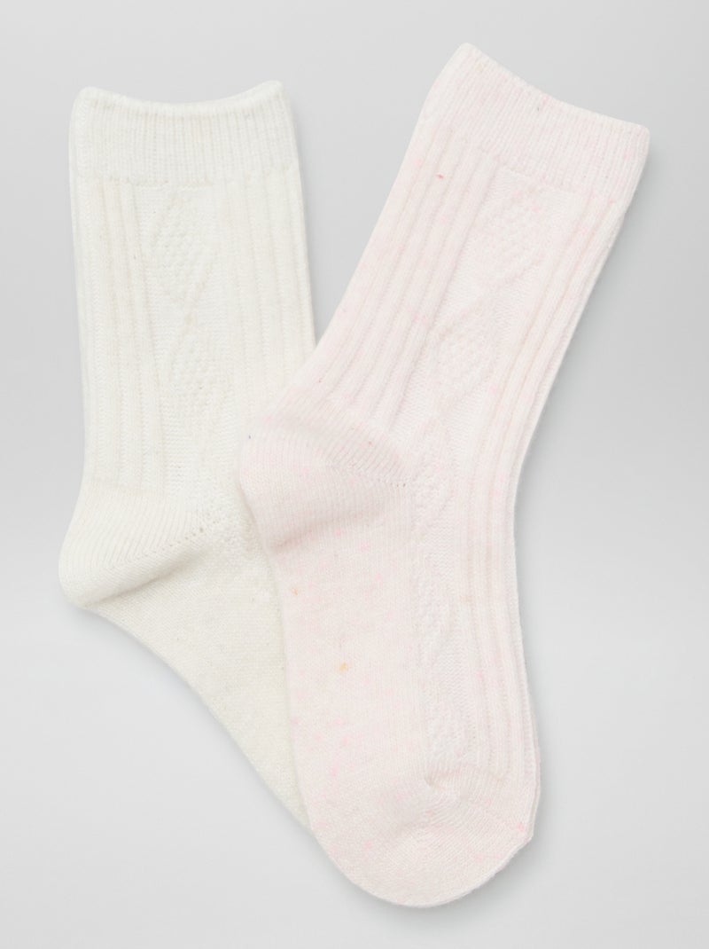 Lote de 2 pares de meias em malha de fantasia BRANCO - Kiabi