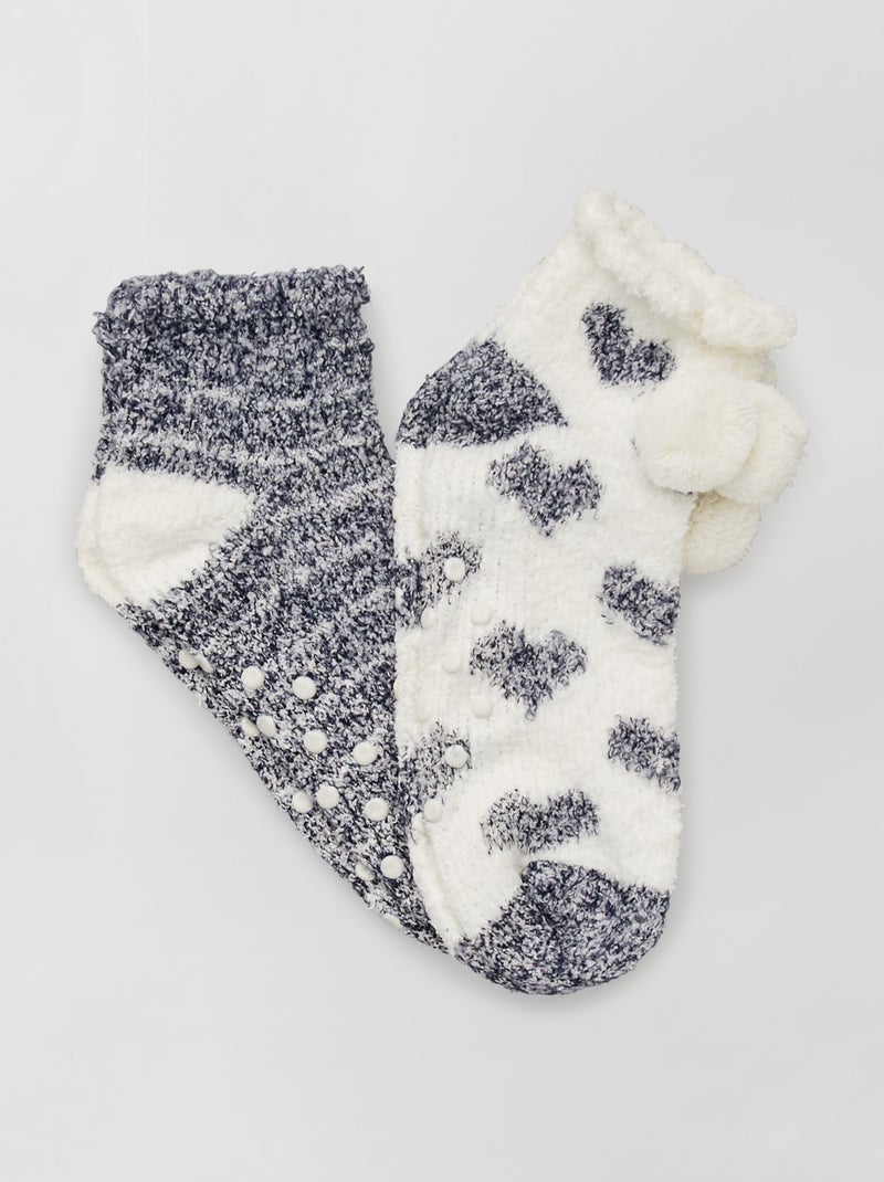 Lote de 2 pares de meias em malha peluche Azul Marinho - Kiabi
