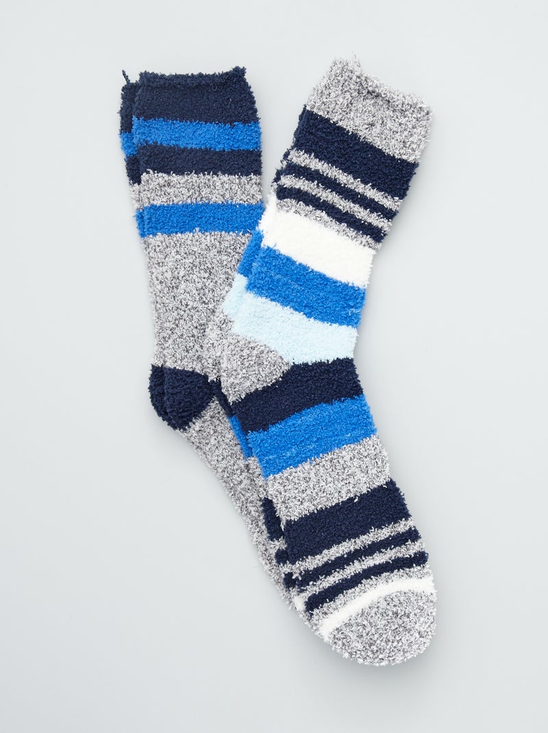 Lote de 2 pares de meias em malha peluche Azul - Kiabi