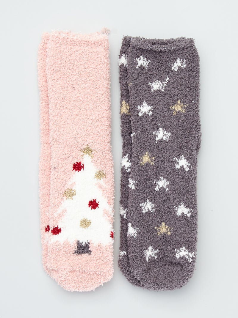 Lote de 2 pares de meias em malha peluche BEGE - Kiabi