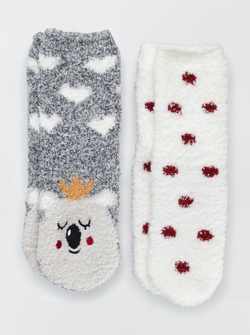 Lote de 2 pares de meias em malha peluche - Kiabi