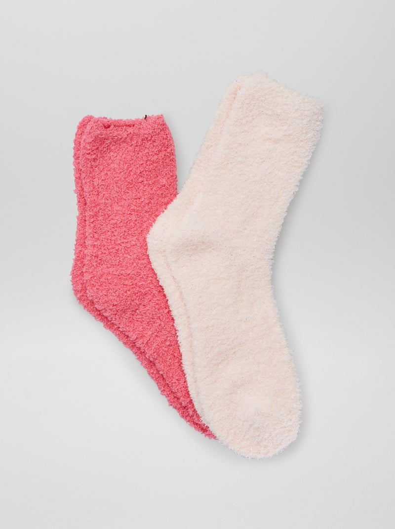 Lote de 2 pares de meias em malha peluche Rosa/ Fuxia - Kiabi