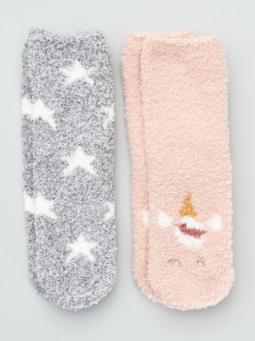 Lote de 2 pares de meias em malha peluche - Kiabi