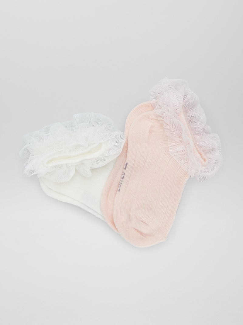 Lote de 2 pares de meias em tule BRANCO - Kiabi