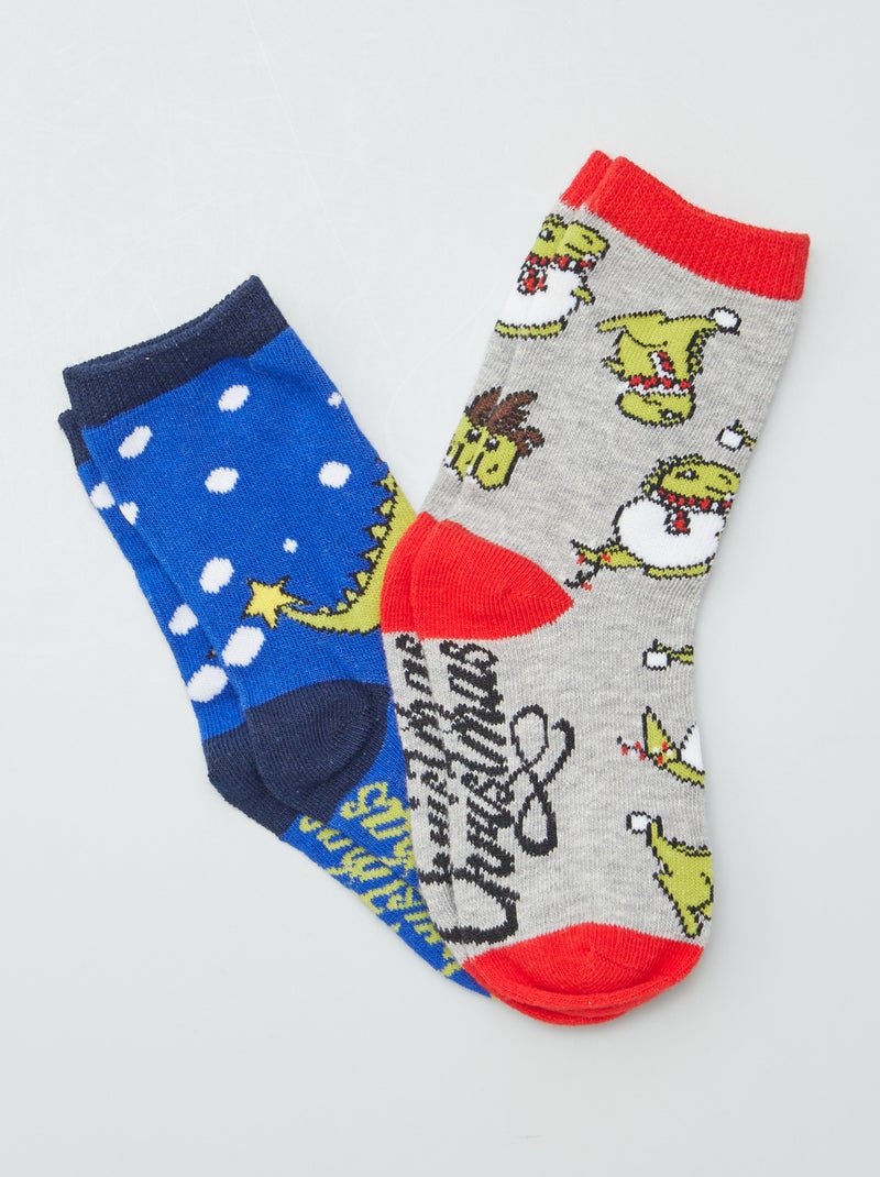 Lote de 2 pares de meias + embalagem bola de Natal AZUL - Kiabi
