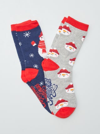 Lote de 2 pares de meias + embalagem bola de Natal
