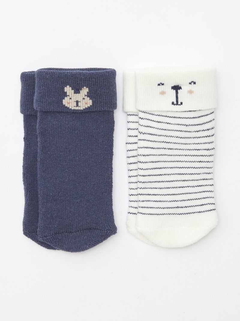 Lote de 2 pares de meias para recém-nascido Azul - Kiabi