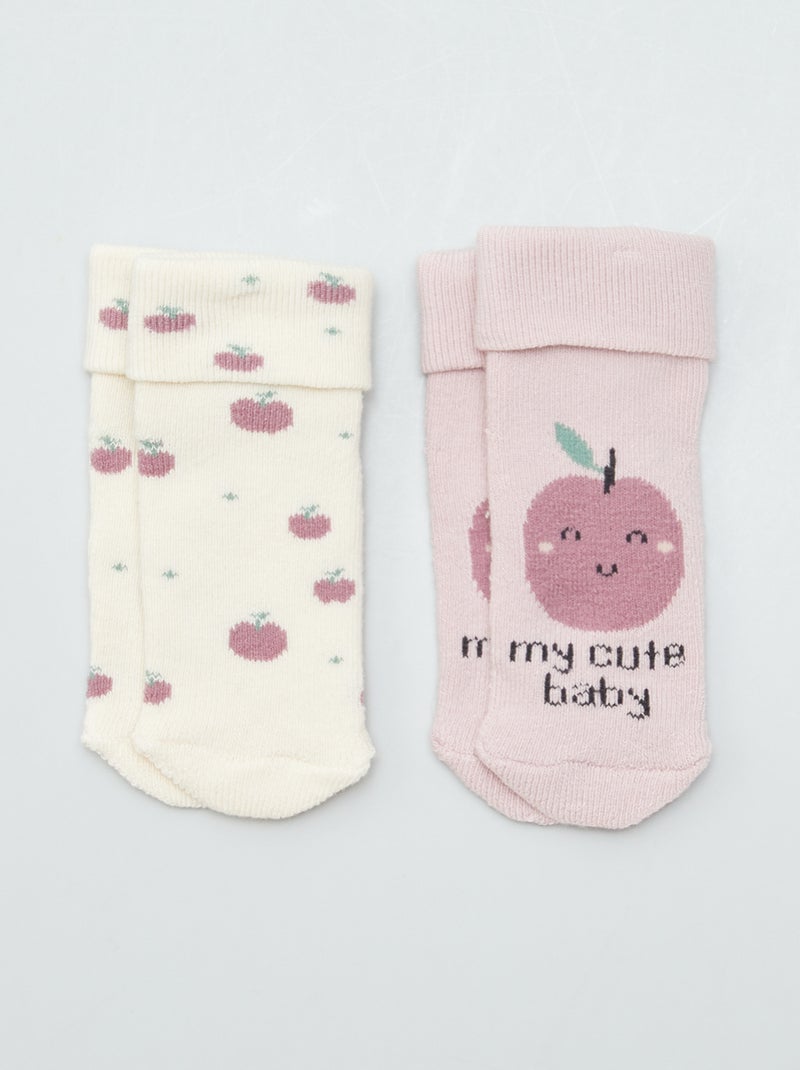 Lote de 2 pares de meias para recém-nascido ROSA - Kiabi