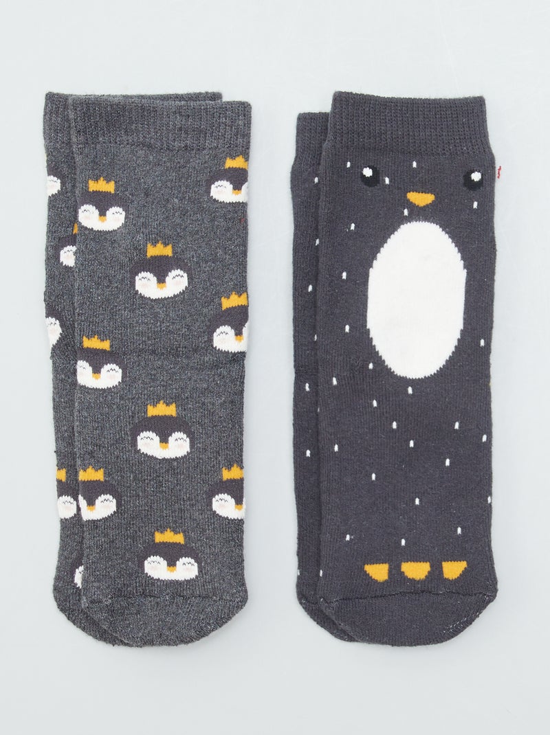 Lote de 2 pares de meias 'pinguins' CINZA - Kiabi