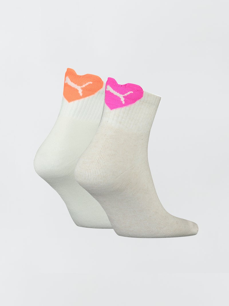 Lote de 2 pares de meias 'Puma' Bege/rosa/laranja - Kiabi