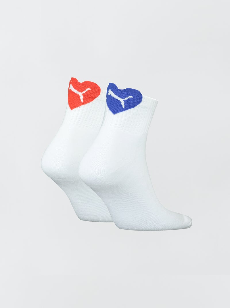 Lote de 2 pares de meias 'Puma' branco/vermelho/azul - Kiabi
