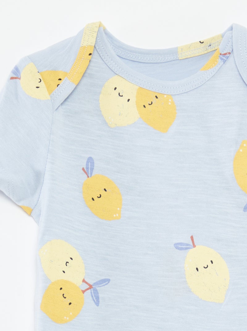 Lote de 2 pijamas babygros de manga curta AZUL - Kiabi