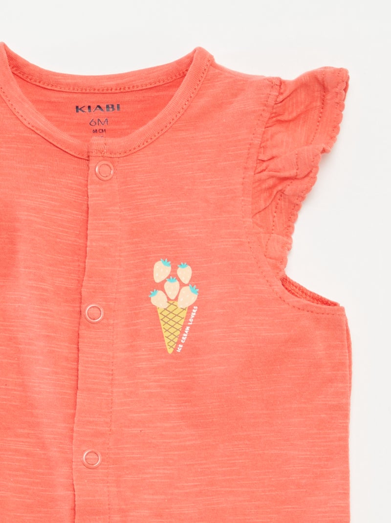Lote de 2 pijamas babygros leves LARANJA - Kiabi