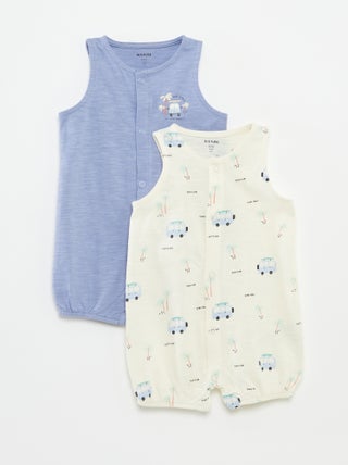 Lote de 2 pijamas babygros leves sem mangas