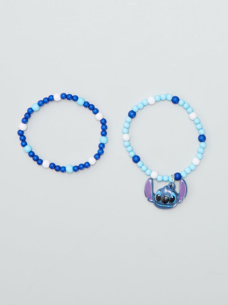 Lote de 2 pulseiras com pérolas 'Stitch' AZUL - Kiabi