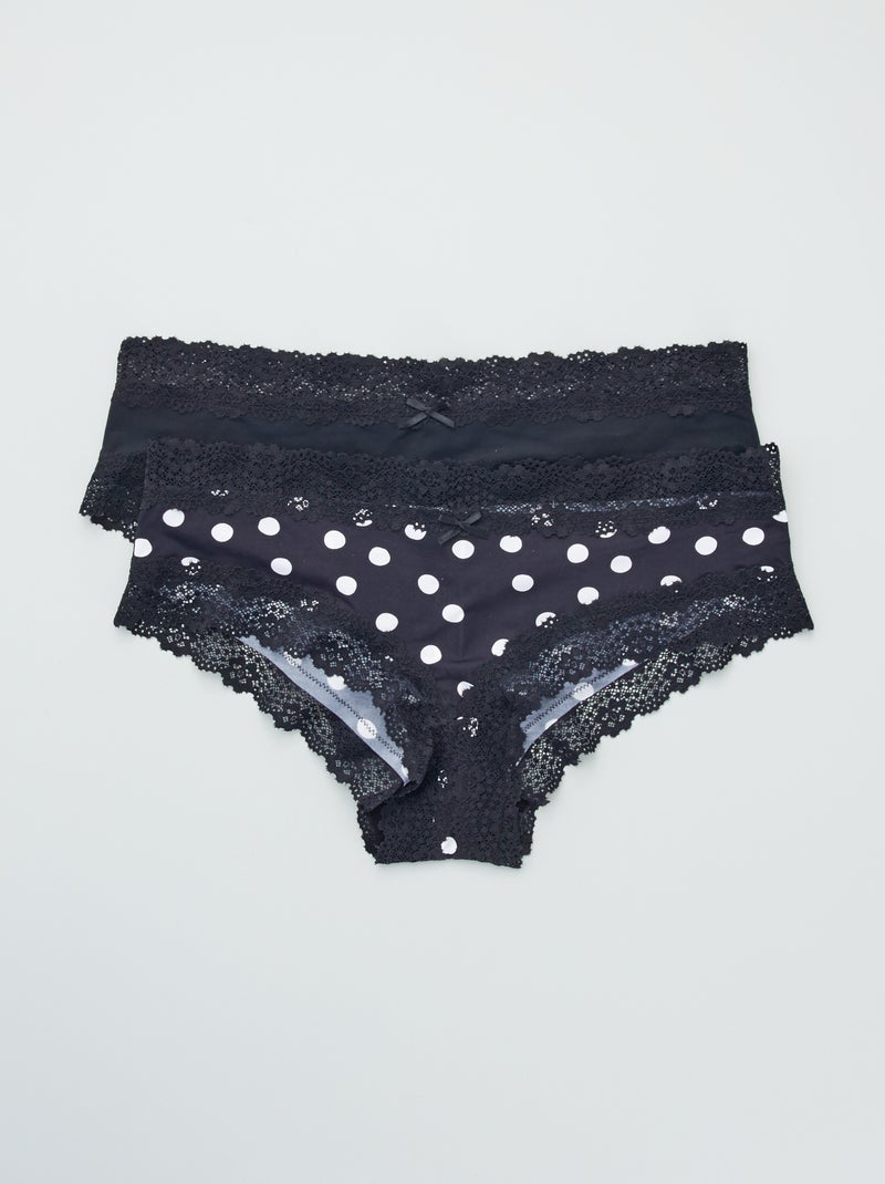 Lote de 2 shorties em microfibra PRETO - Kiabi