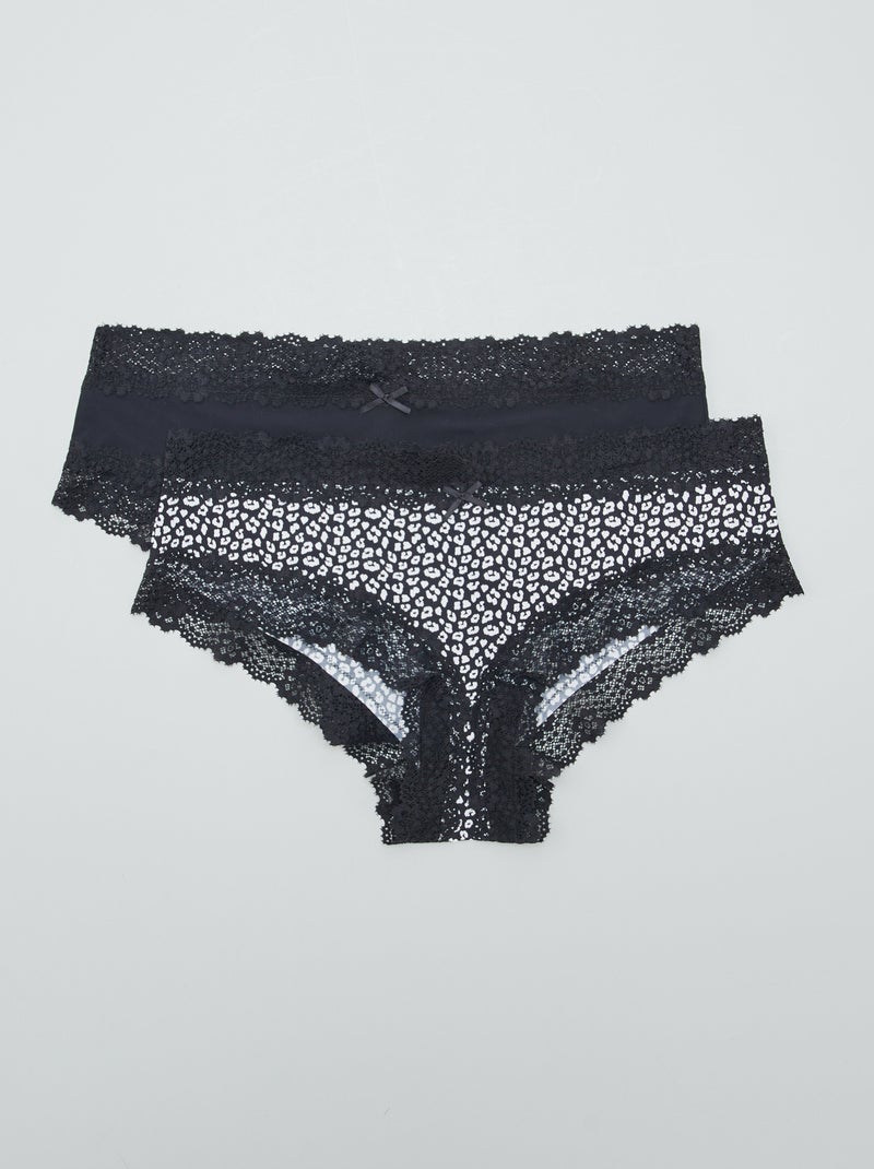 Lote de 2 shorties em microfibra PRETO - Kiabi