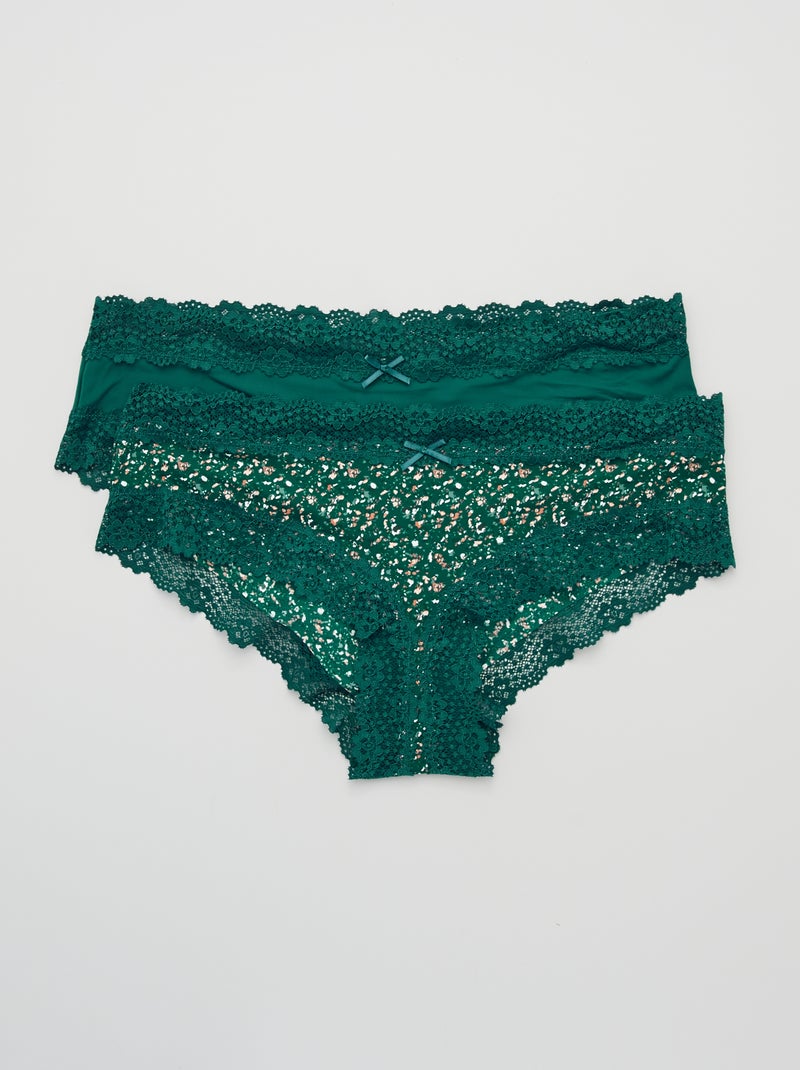 Lote de 2 shorties em microfibra VERDE - Kiabi