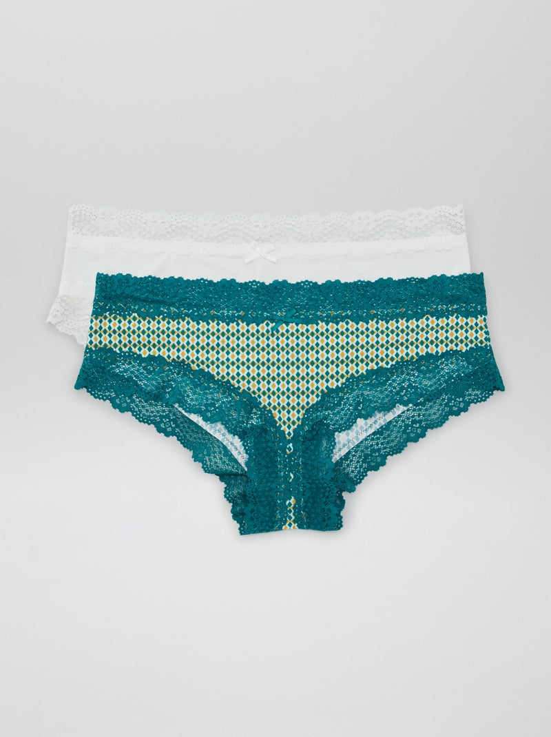 Lote de 2 shorties em microfibra VERDE - Kiabi