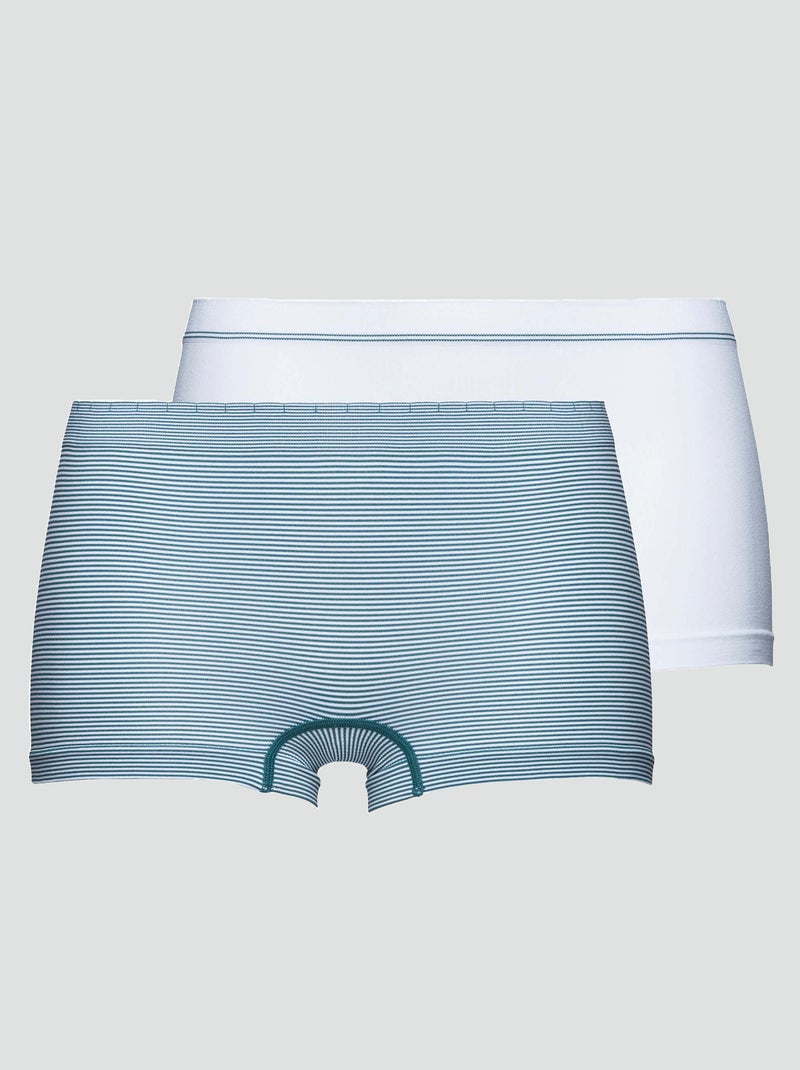 Lote de 2 shorties sem costuras 'Billet Doux' Branco/ Azul - Kiabi