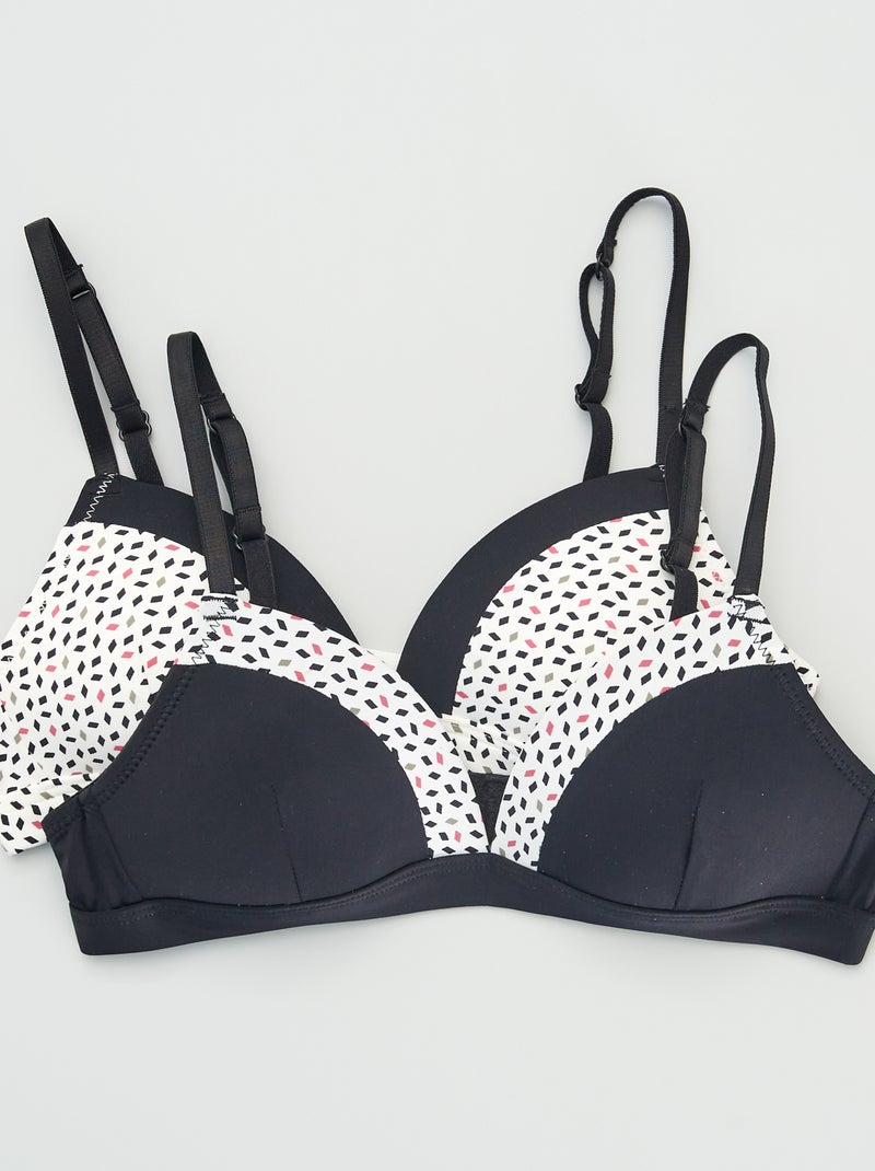 Lote de 2 soutiens com estampado Preto/ Branco - Kiabi