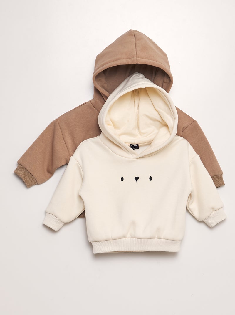 Lote de 2 sweatshirts com capuz - 2 peças Marrom - Kiabi
