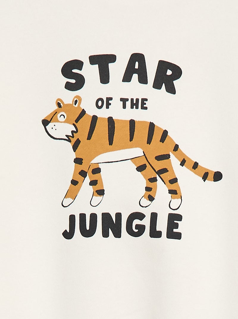 Lote de 2 sweatshirts com gola redonda em moletão cardado Branco - Kiabi