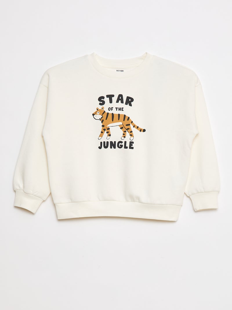 Lote de 2 sweatshirts com gola redonda em moletão cardado Branco - Kiabi