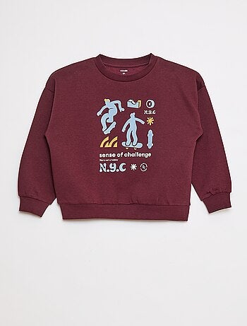 Lote de 2 sweatshirts com gola redonda em moletão cardado