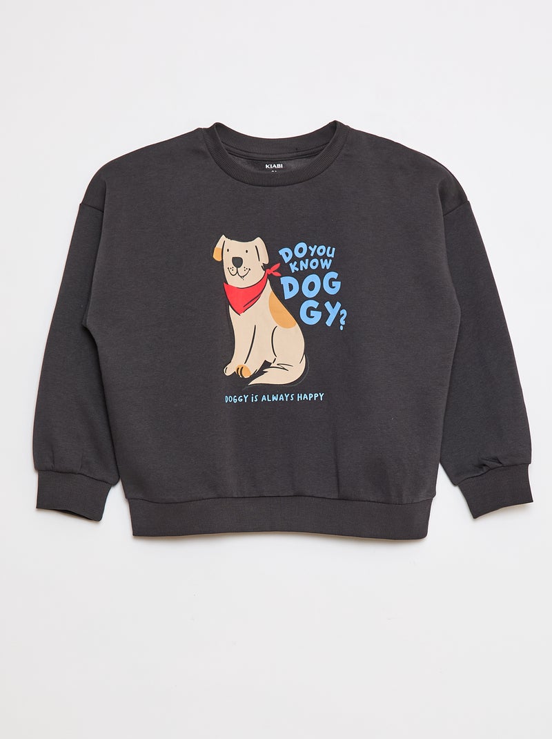 Lote de 2 sweatshirts com gola redonda em moletão cardado Cinza - Kiabi