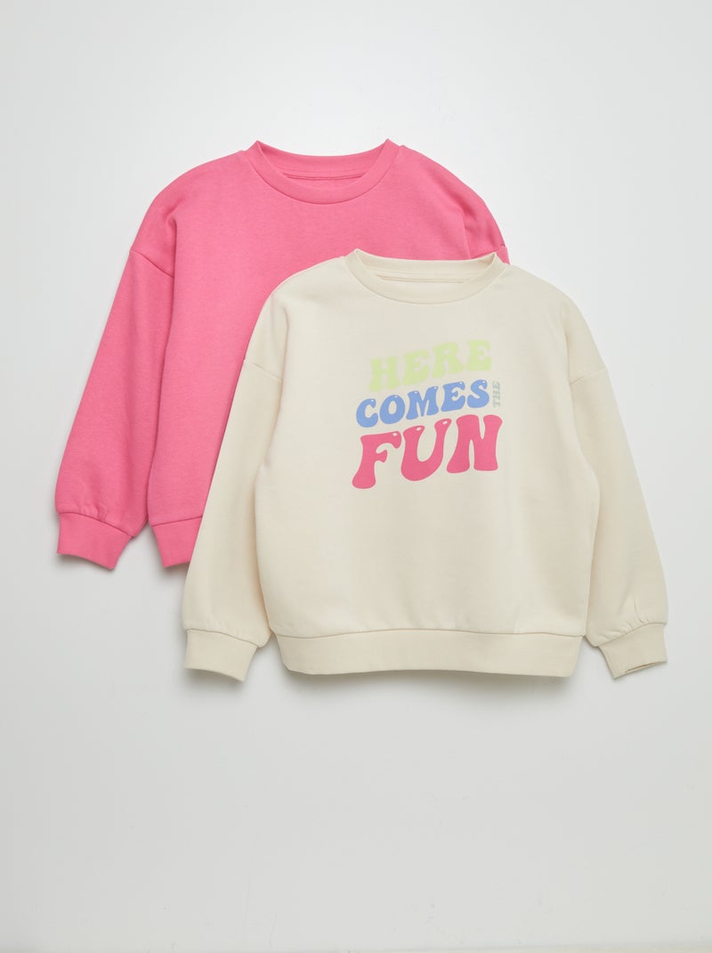 Lote de 2 sweatshirts de gola redonda BEGE - Kiabi