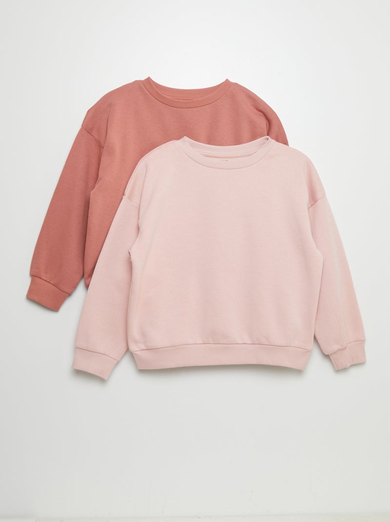 Lote de 2 sweatshirts de gola redonda ROSA - Kiabi