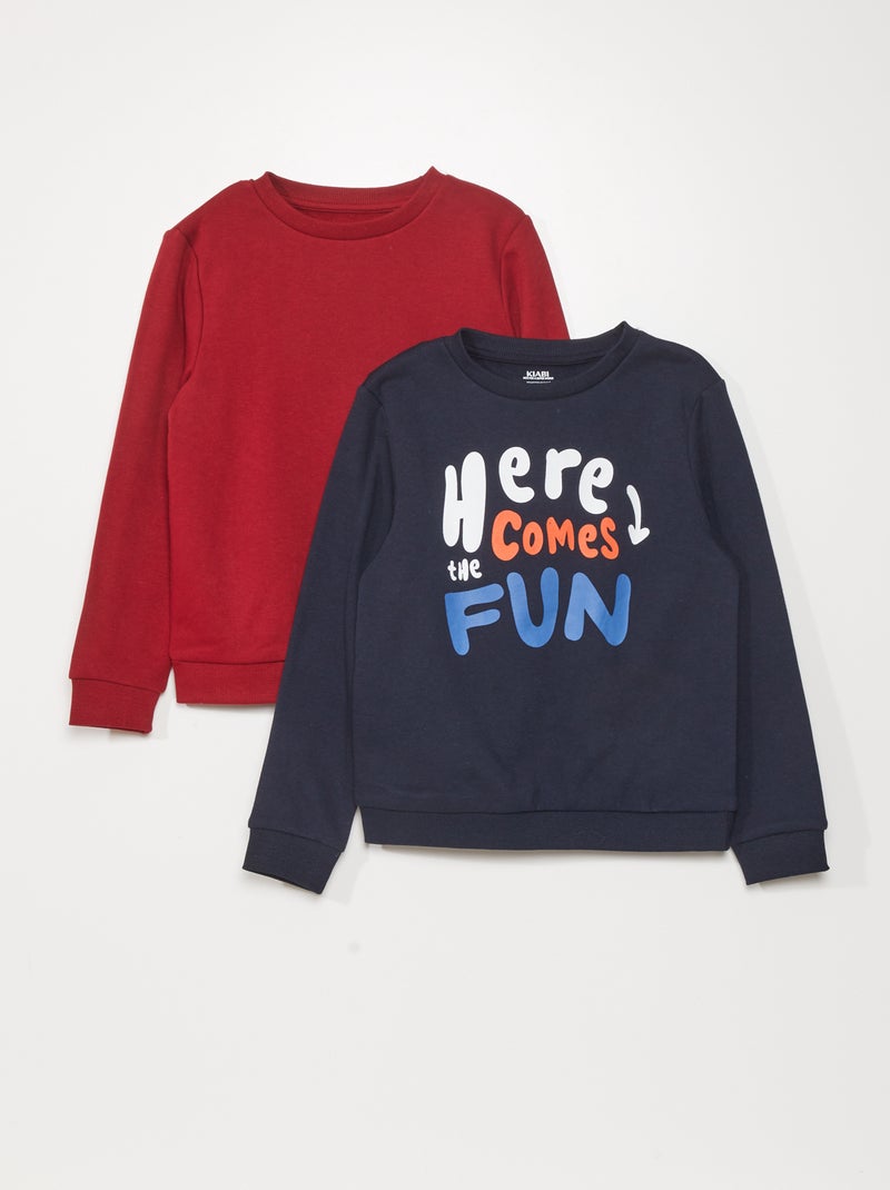 Lote de 2 sweatshirts em moletão com estampado AZUL - Kiabi