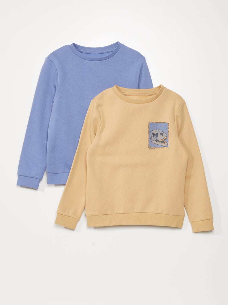 Lote de 2 sweatshirts em moletão com estampado BEGE - Kiabi
