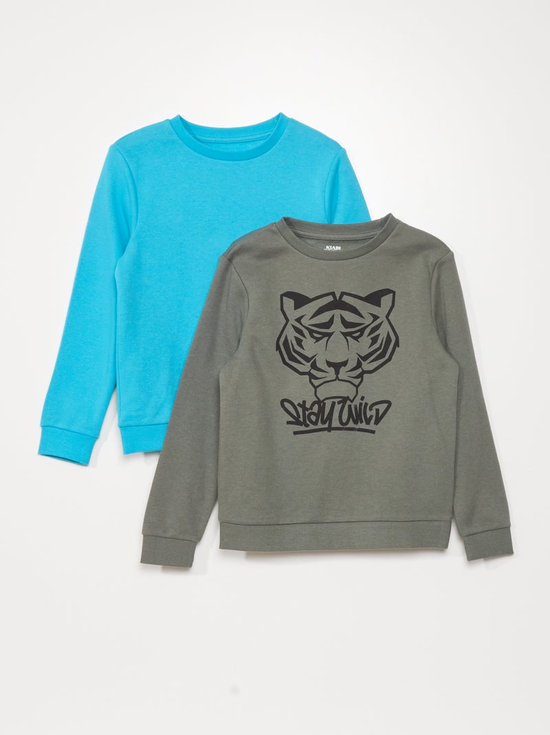 Lote de 2 sweatshirts em moletão com estampado CINZA - Kiabi