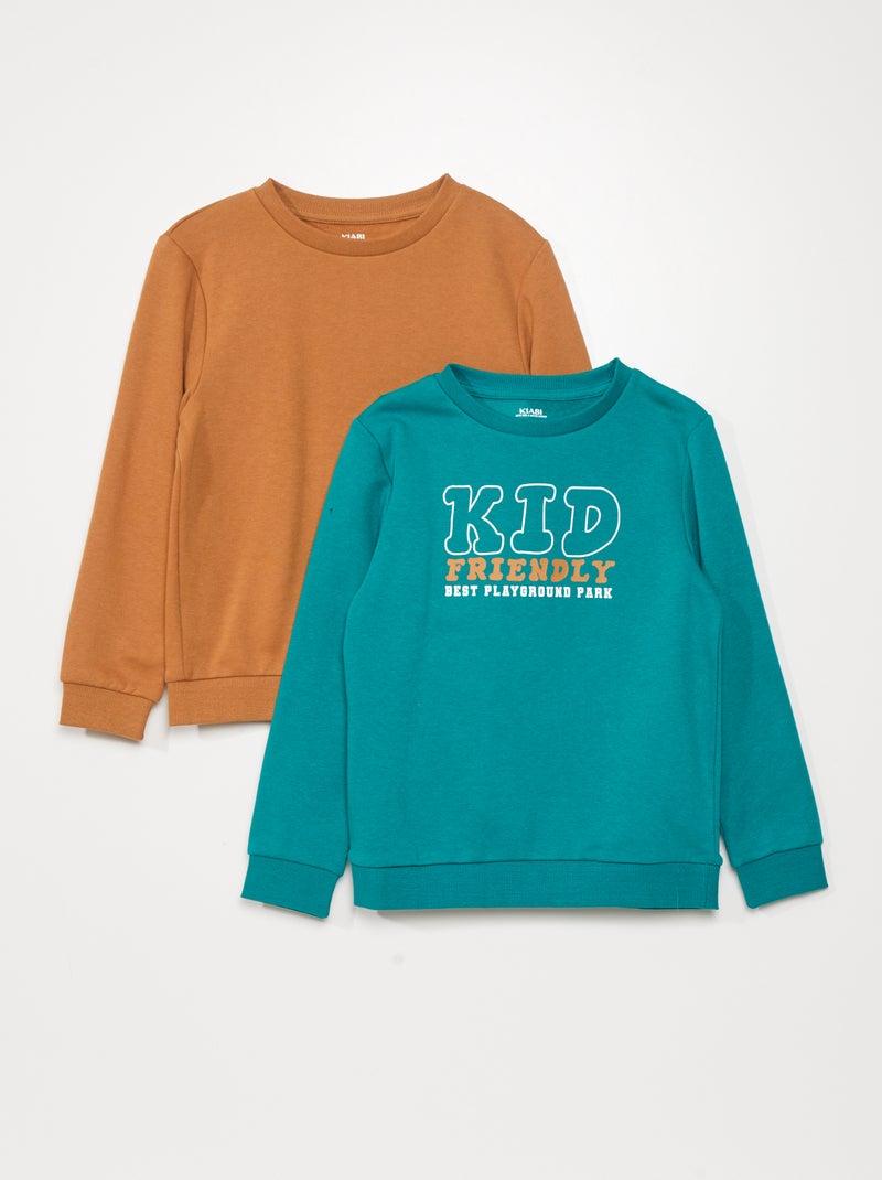 Lote de 2 sweatshirts em moletão com estampado VERDE - Kiabi